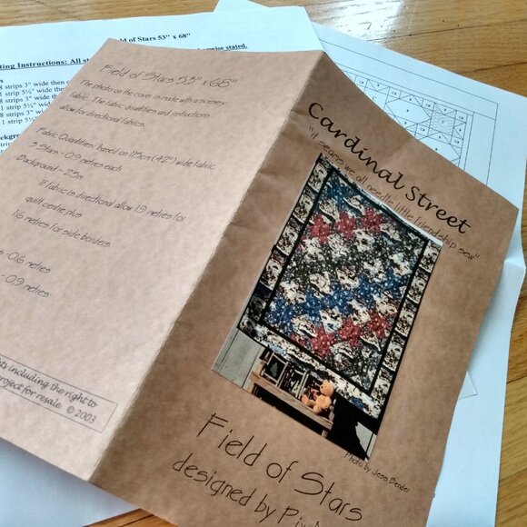Field of Stars Quilt Sewing Pattern 53" x 68" Pieced Bordered Cardinal Street - Picture 6 of 8
